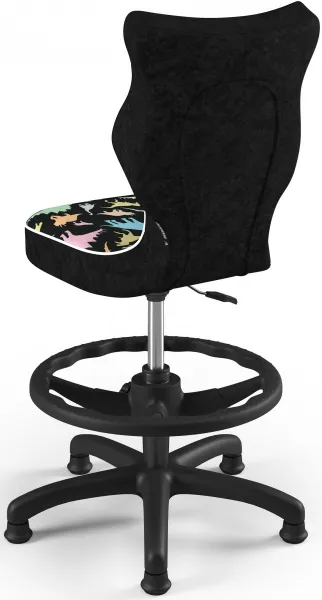 ENTELO Detská stolička Petit Black 3 HC+F s oporným kruhom, dinosaury Storia 30