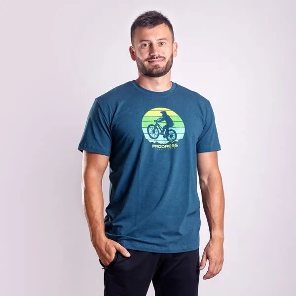 PROGRESS BARBAR BIKER Pánske bambusové tričko, modrá, veľkosť