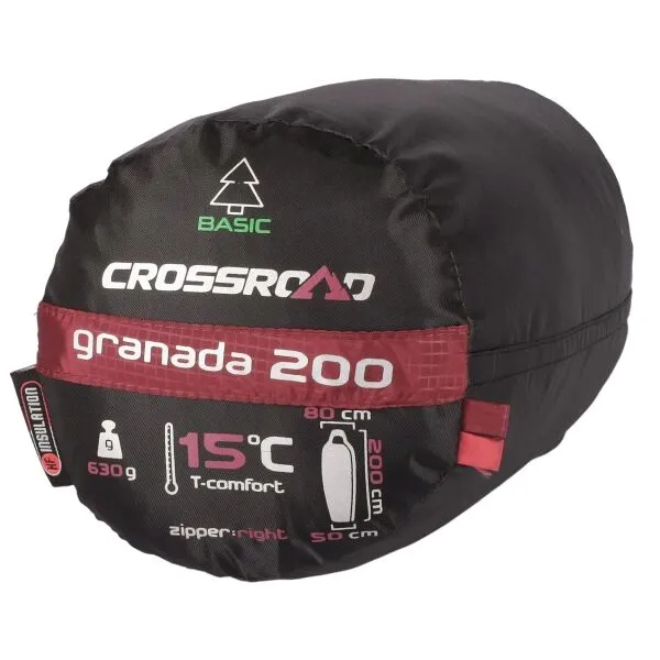 Crossroad GRANADA 200 Spací vak, vínová, veľkosť 200 cm - pravý zips