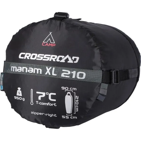 Crossroad MANAM XL Spací vak, tmavo zelená, veľkosť 210 cm - ľavy zips