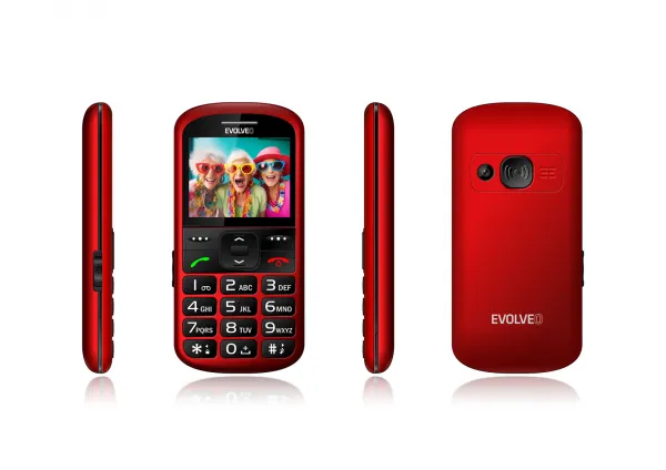 EVOLVEO EasyPhone XS, mobilný telefón pre seniorov, červený