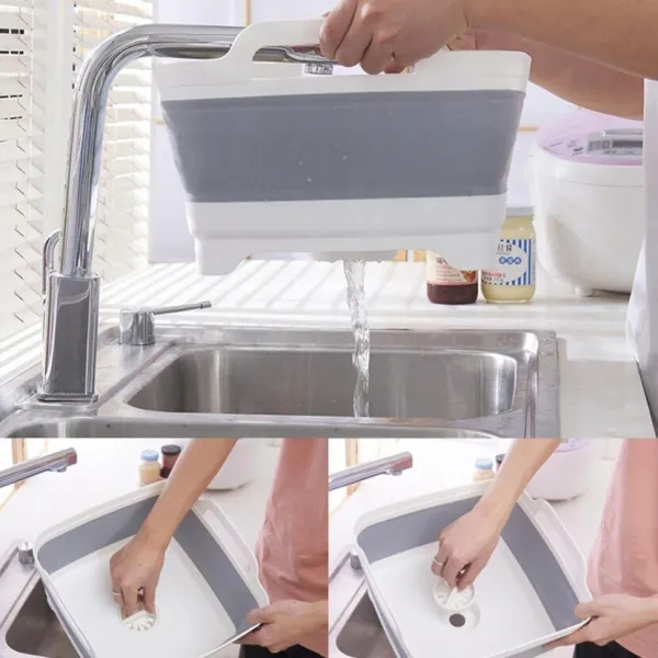 4home Skladací silikónový lavór Clean s odtokom