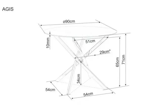 Signal Okrúhly jedálenský stôl AGIS | zlatá 90 cm