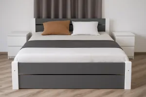 Elvisia Manželská posteľ LEA s matracom a roštom | 140 x 200 cm Farba: Sivá