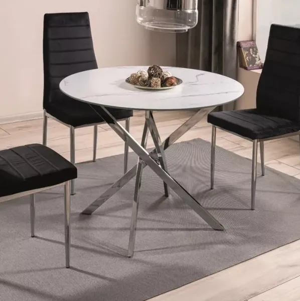 Signal Okrúhly jedálenský stôl AGIS | biely efekt mramoru 90 cm