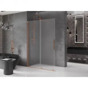 MEXEN/S - Velar Sprchová zástena posuvná Walk-in 140 x 200, dekor 8 mm, meď kartáčovaná 871-140-000-33-65