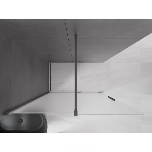 MEXEN/S - Velar Sprchová zástena posuvná Walk-in 140 x 200, dekor 8 mm, grafit kartáčovaná 871-140-000-33-66