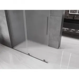 MEXEN/S - Velar Sprchová zástena posuvná Walk-in 140 x 200, dekor 8 mm, grafit metal 871-140-000-33-95