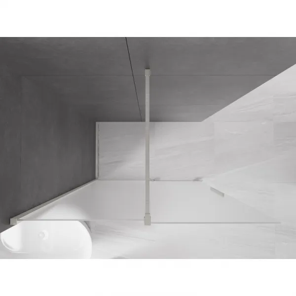 MEXEN/S - Velar Sprchová zástena posuvná Walk-in 140 x 200, dekor 8 mm, nikel kefovaná 871-140-000-33-97
