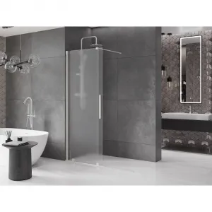 MEXEN/S - Velar Sprchová zástena posuvná Walk-in 140 x 200, dekor 8 mm, nikel kefovaná 871-140-000-33-97
