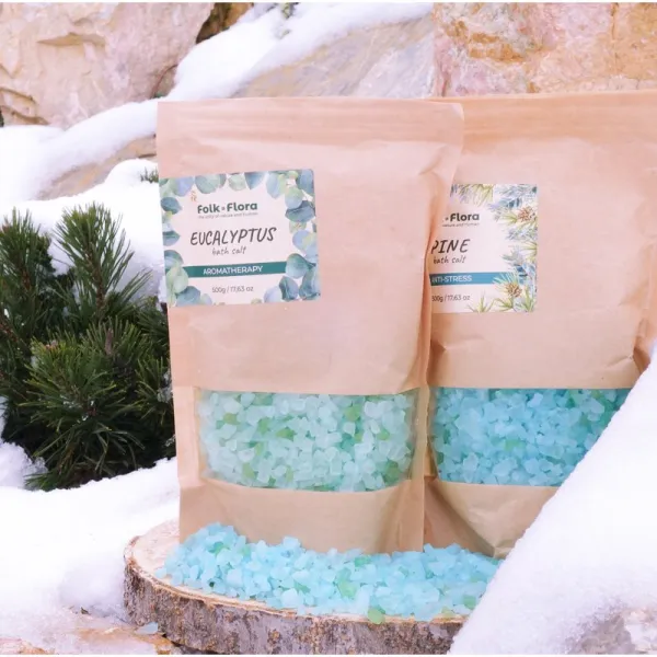 Folk & Flora Eucalyptus relaxačná kúpeľová soľ 500 g