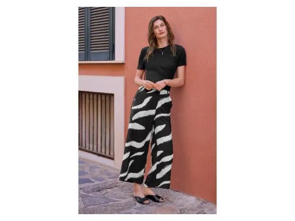 esmara® Dámske široké nohavice Wide Leg (čierna/biela, 36)