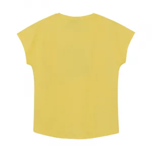 Dievčenské tričko s krátkym rukávom COLOR KIDS Long T-shirt W. Print -S S-3557-Banana Cream