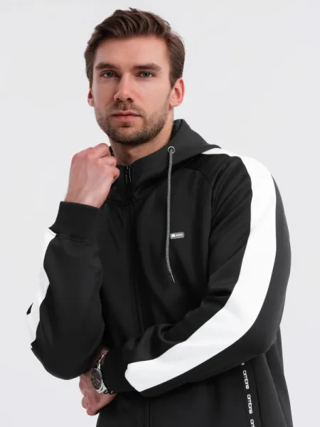 Pánska mikina s kapucňou na zips- čierna