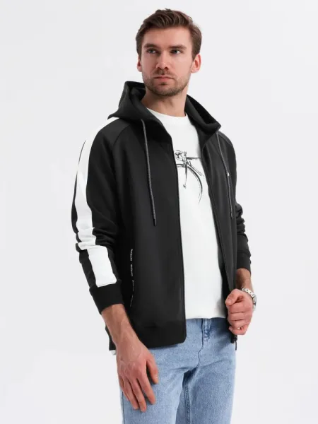 Pánska mikina s kapucňou na zips- čierna