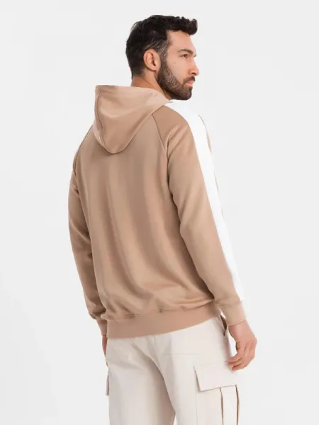 Pánska mikina s kapucňou na zips-béžová