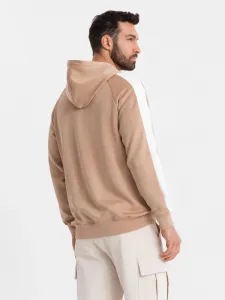 Pánska mikina s kapucňou na zips-béžová