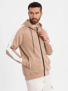 Pánska mikina s kapucňou na zips-béžová