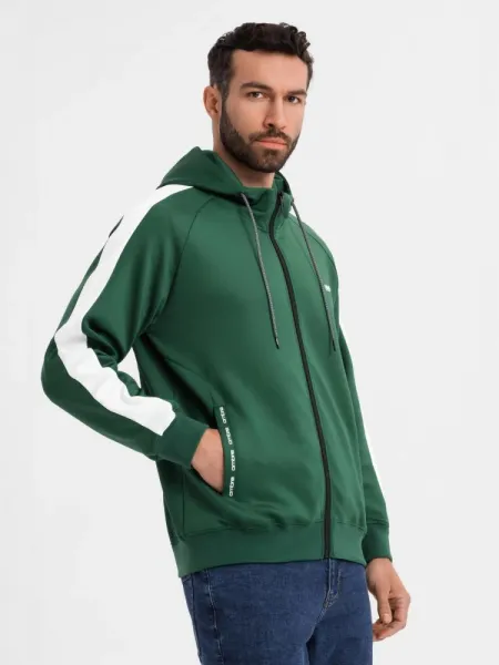 Pánska mikina s kapucňou na zips- zelená