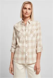 Ladies Turnup Checked Flanell Shirt whitesand/lighttaupe