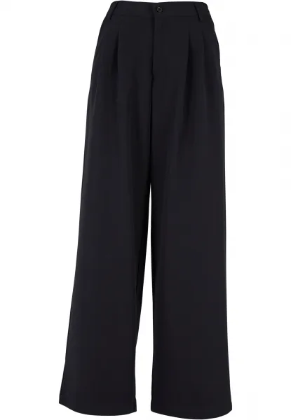 Women's trousers with ultra-wide pleated front black