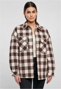 Women's flannel padded overshirt pink/brown