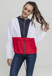 Women's 3-Tone Oversize Windbreaker Dark Blue/White/Fiery Red