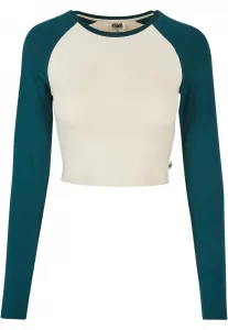Women's Organic Cropped Retro Baseball Long Sleeves with White Sand/Jasper