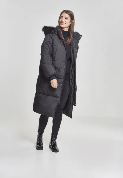 Dámsky oversize kabát z umelej kožušiny blk/blk