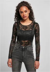 Women's Long Sleeve Lace Body Black