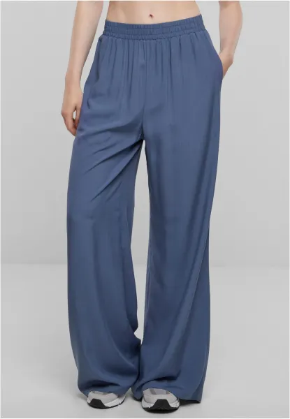 Women's viscose trousers with wide legs - blue