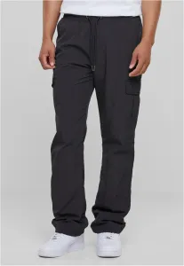 Nylon cargo pants with straight legs black
