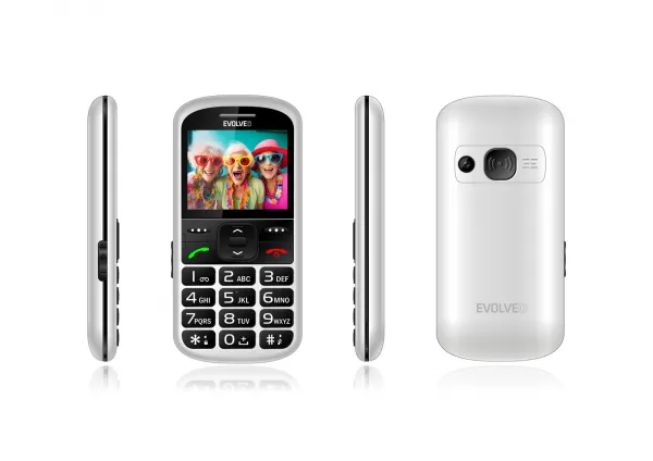 EVOLVEO EasyPhone XS, mobilný telefón pre seniorov, biely