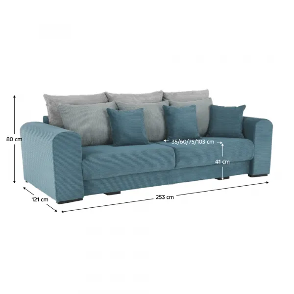 Extra priestranná pohovka, modrá/mentolová/svetlosivá, GILEN BIG SOFA