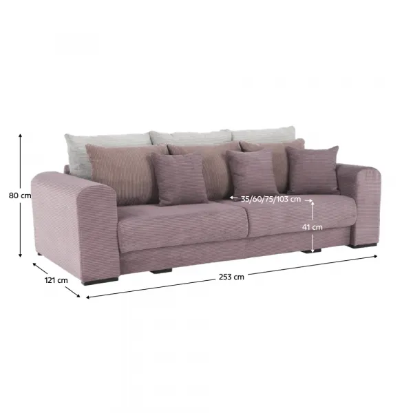 Extra priestranná pohovka, fialová/staroružová/béžová, GILEN BIG SOFA