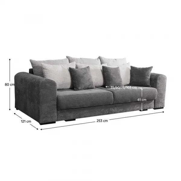 Extra priestranná pohovka, sivá/svetlosivá/béžová, GILEN BIG SOFA