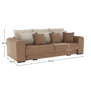 Extra priestranná pohovka, svetlohnedá/béžová/krémová, GILEN BIG SOFA