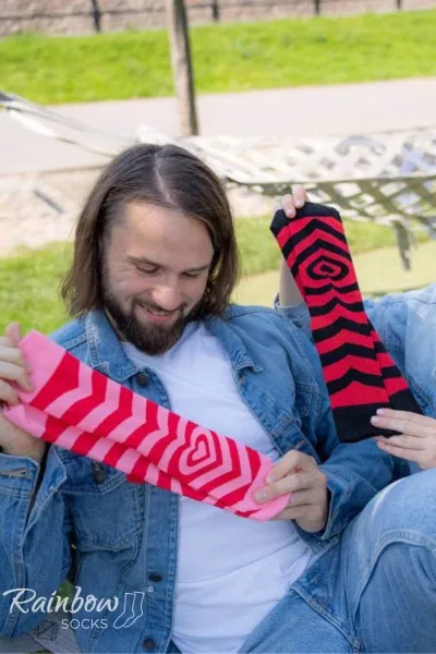 ZOOKSY/RAINBOW SOCKS Ponožky COUPLE BOX 2 Páry Krabica Srdce Rainbow Socks