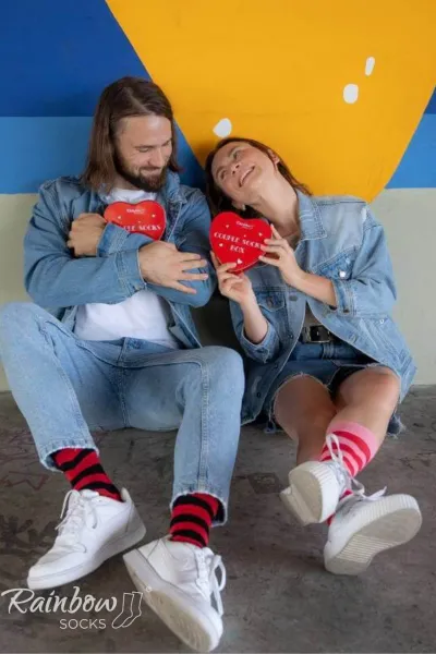 ZOOKSY/RAINBOW SOCKS Ponožky COUPLE BOX 2 Páry Krabica Srdce Rainbow Socks