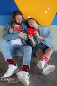 ZOOKSY/RAINBOW SOCKS Ponožky COUPLE BOX 2 Páry Krabica Srdce Rainbow Socks
