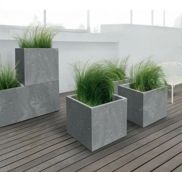 Prosperplast Plastový květináč SIERRAS SQUARE BETON EFFECT marengo, varianta 38,5 cm
