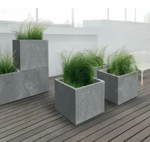 Prosperplast Plastový květináč SIERRAS SQUARE BETON EFFECT marengo, varianta 38,5 cm