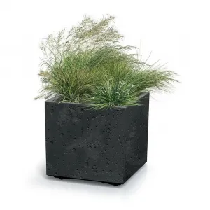 Prosperplast Plastový květináč SIERRA SQUARE BETON EFFECT černý, varianta 38,5 cm