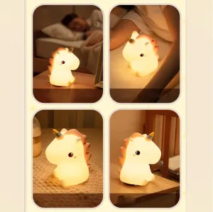 TZB Dětská stolní LED lampa Unicorn bílá