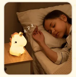 TZB Dětská stolní LED lampa Unicorn bílá