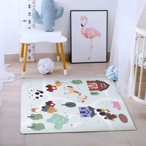 Veľká penová podložka EVA pre deti Farma 90,5x90,5 cm 21 ks