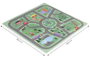 Veľká penová podložka EVA pre deti Mesto 90,5x90,5 cm 21 ks