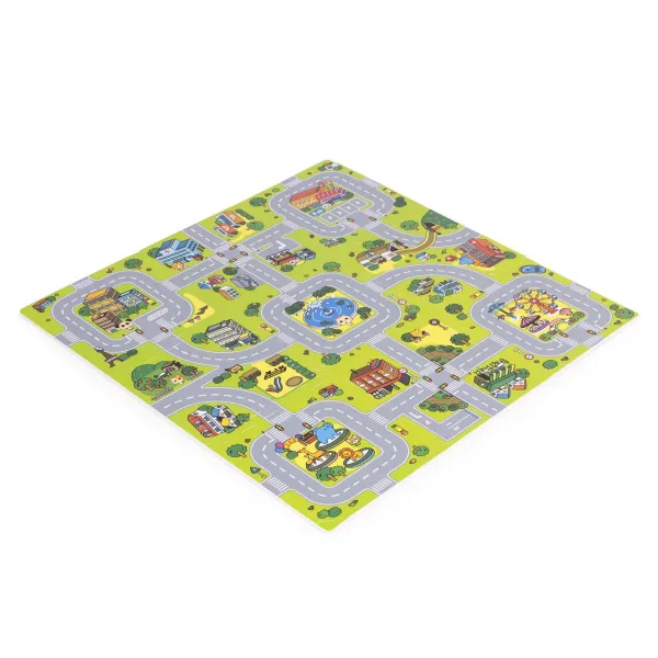 Veľká penová podložka EVA pre deti Mesto 90,5x90,5 cm 21 ks