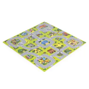 Veľká penová podložka EVA pre deti Mesto 90,5x90,5 cm 21 ks