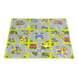 Veľká penová podložka EVA pre deti Mesto 90,5x90,5 cm 21 ks